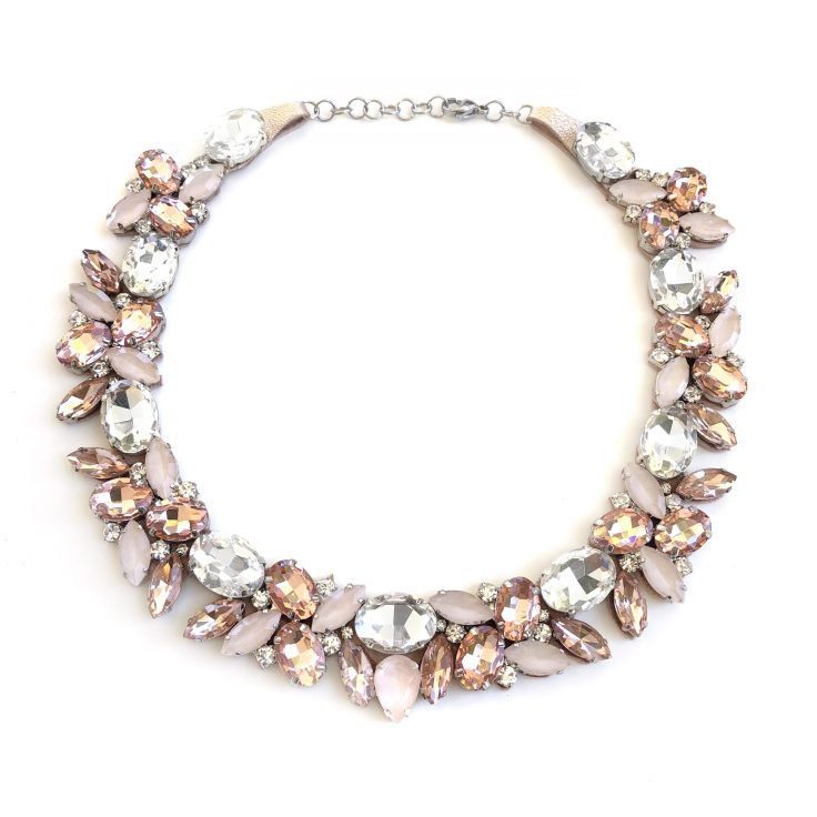 Collana Con Pietre Cipria E Crystal - Nkl086