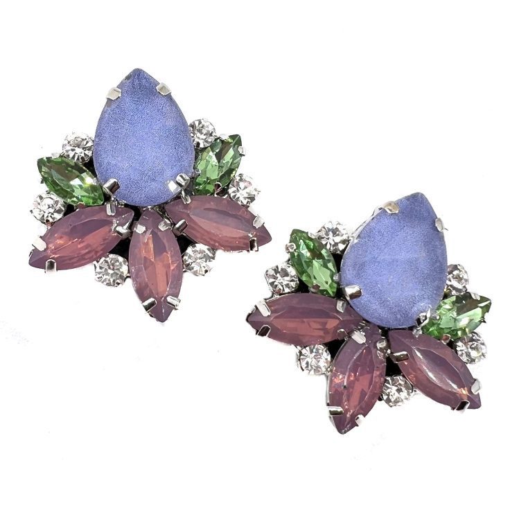 Orecchini Con Pietre Glicine Verde E Rosa Scuro - Cl512