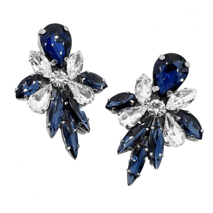 Orecchini Con Pietre Blu E Crystal  - Cl728