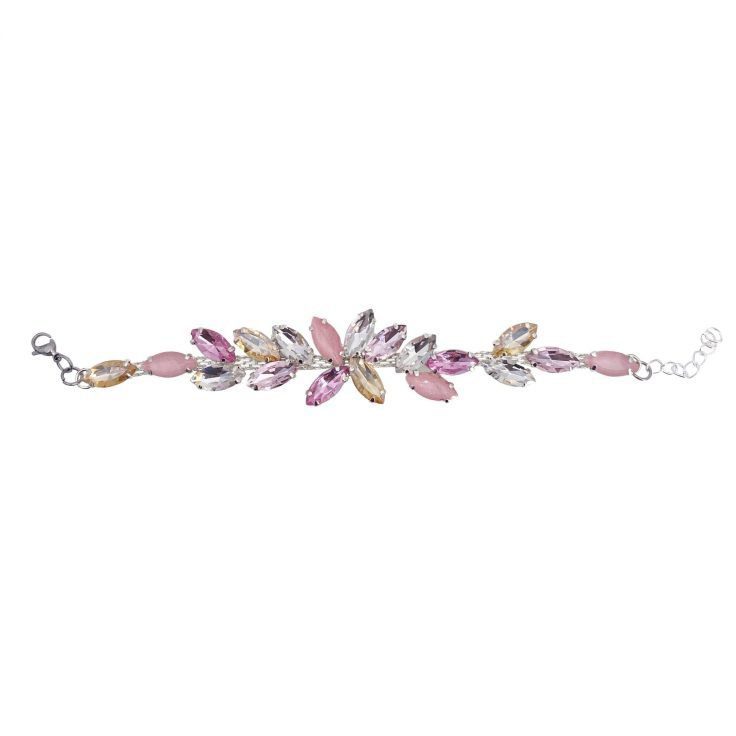 Bracciale Con Pietre Rosa Crystal E Oro - Brc191