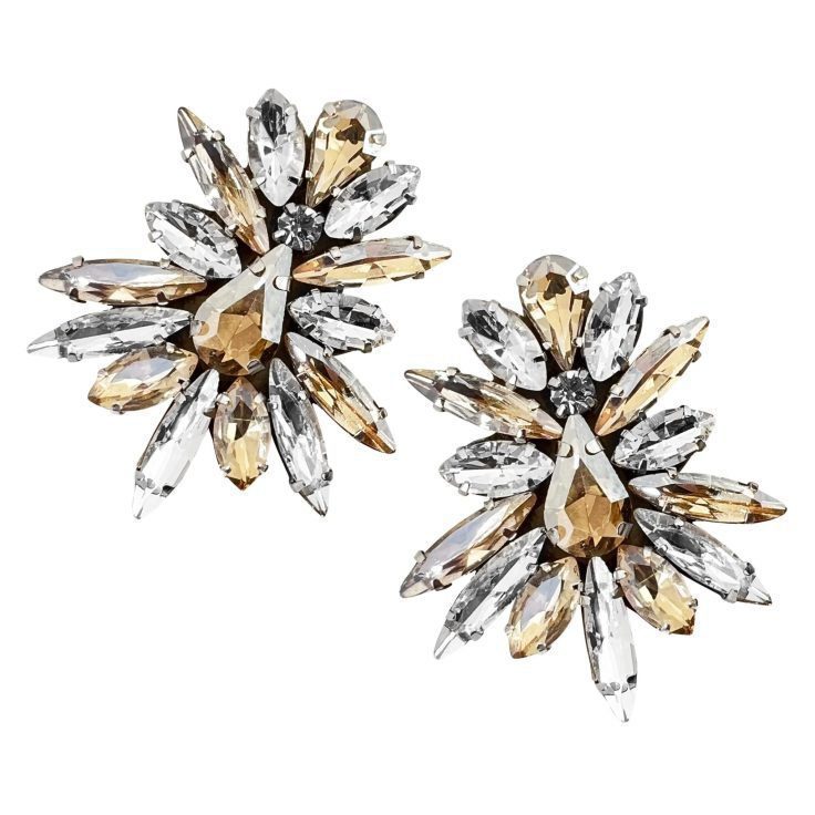 Orecchini Con Pietre Crystal E Oro - Cl1006