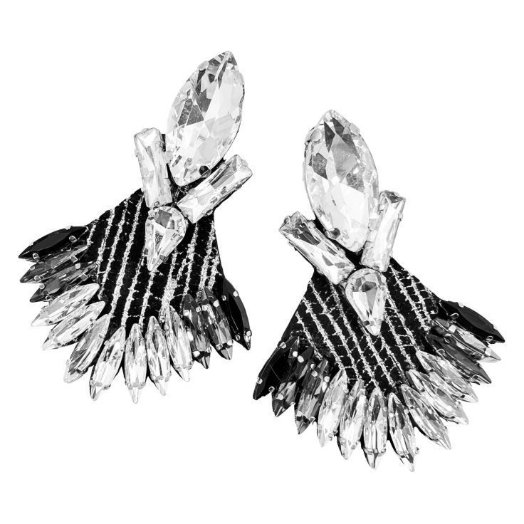 Orecchini Con Pelle Gessata E Pietre Crystal - Cl1019