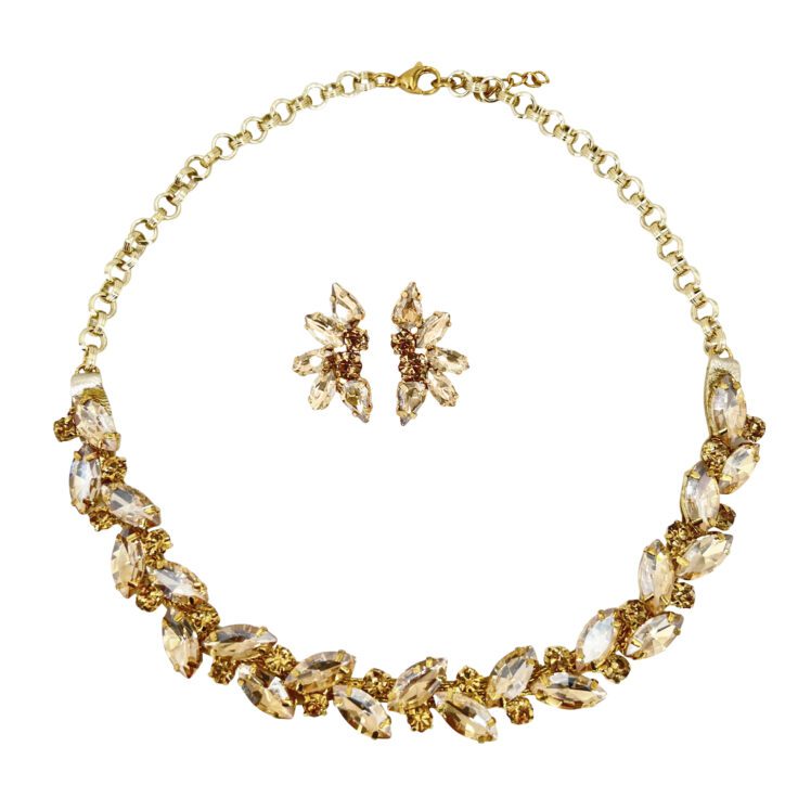 Orecchini E Bracciale Con Pietre Oro  - Pr261