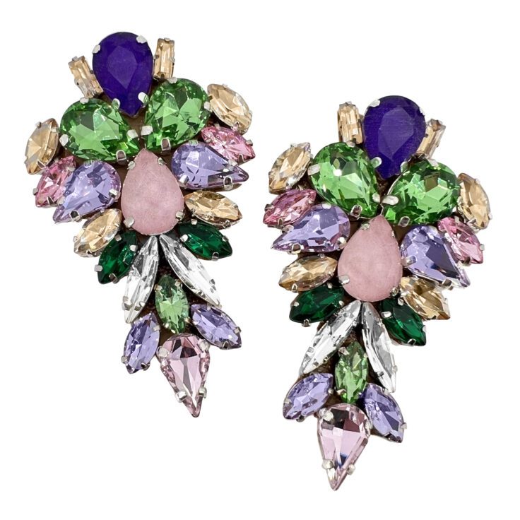 Orecchini Con Pietre Fucsia E Crystal - Cl1234