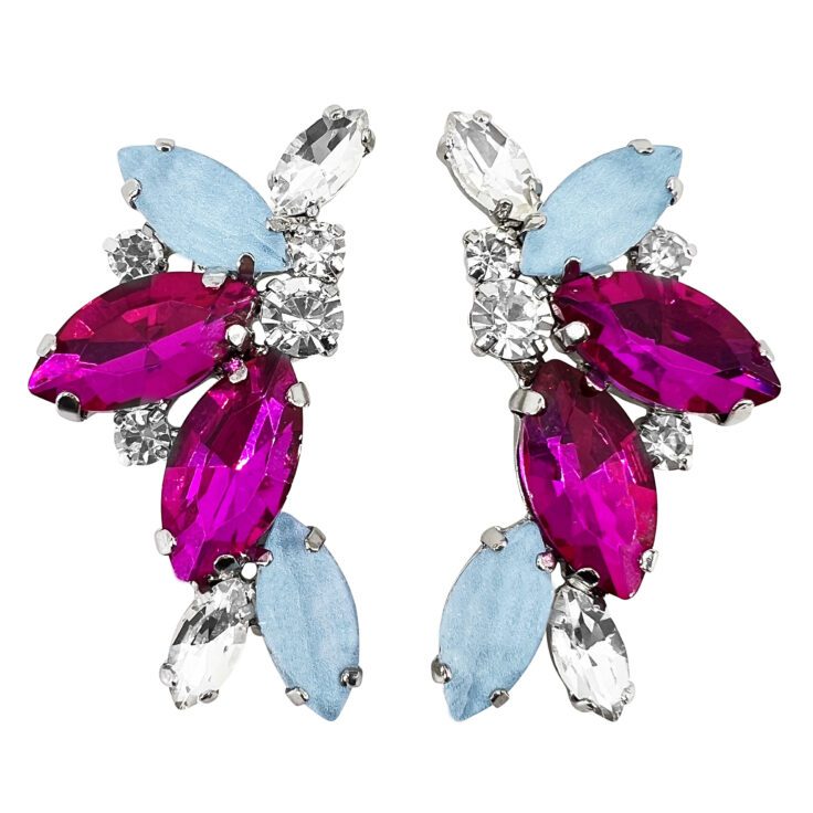Orecchini Con Pietre Celeste E Fucsia - Cl8010