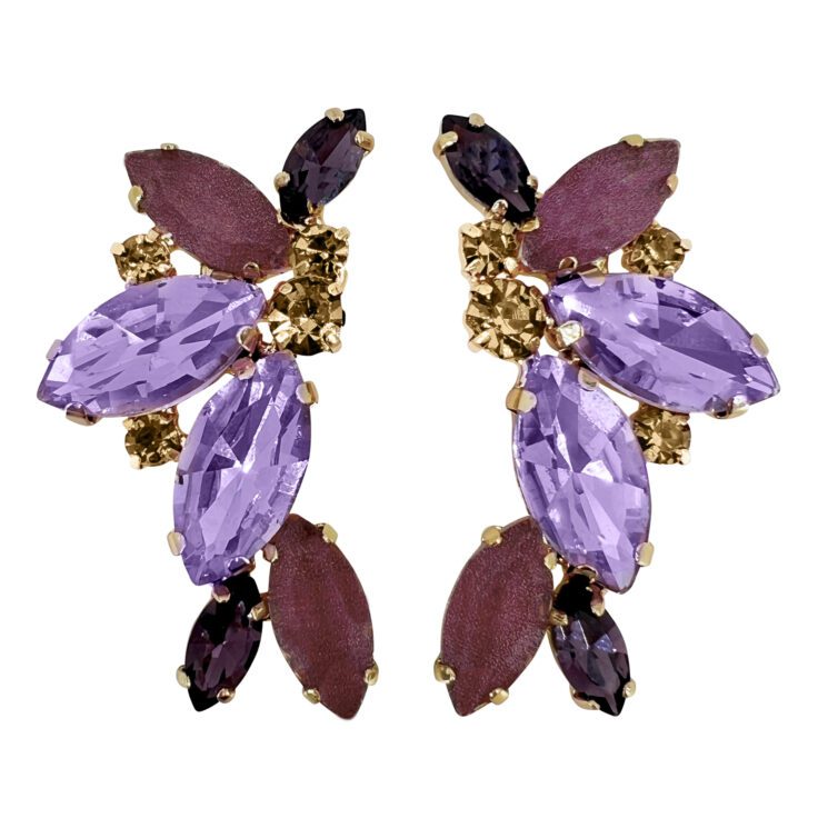 Orecchini Con Pietre Ametista Oro Malva E Viola - Cl1227