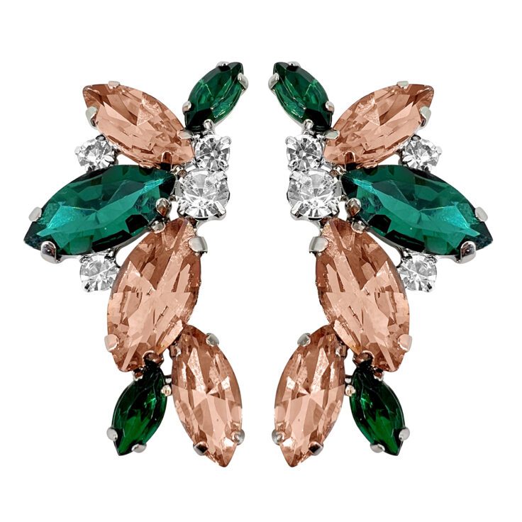 Orecchini Con Pietre Cipria E Verde Smeraldo - Cl1014