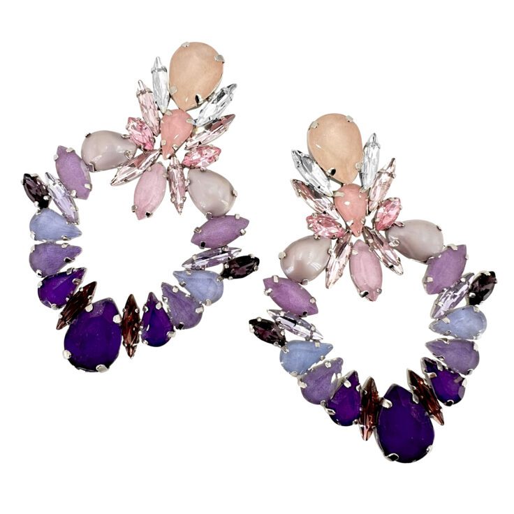 Orecchini Con Pietre Viola E Rosa - Cp060