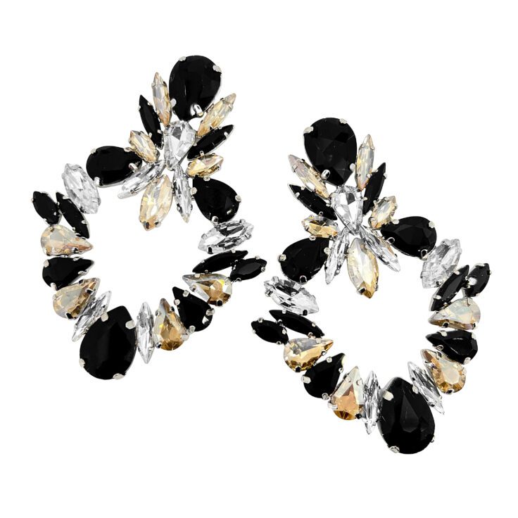 Orecchini Con Pietre Nere E Oro - Cl904