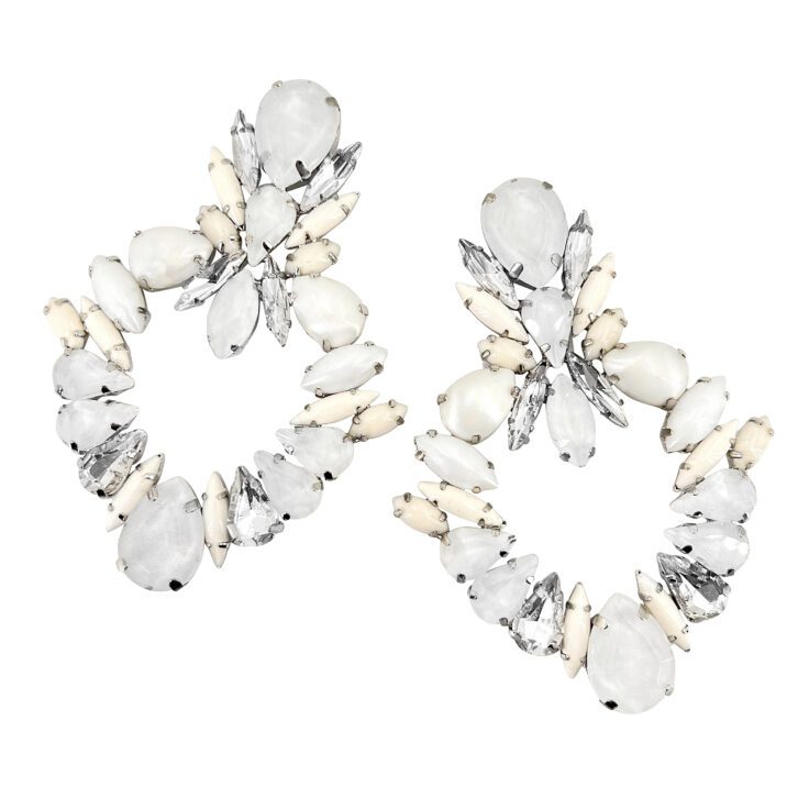 Orecchini Con Pietre Bianche E Crystal  - Cp055