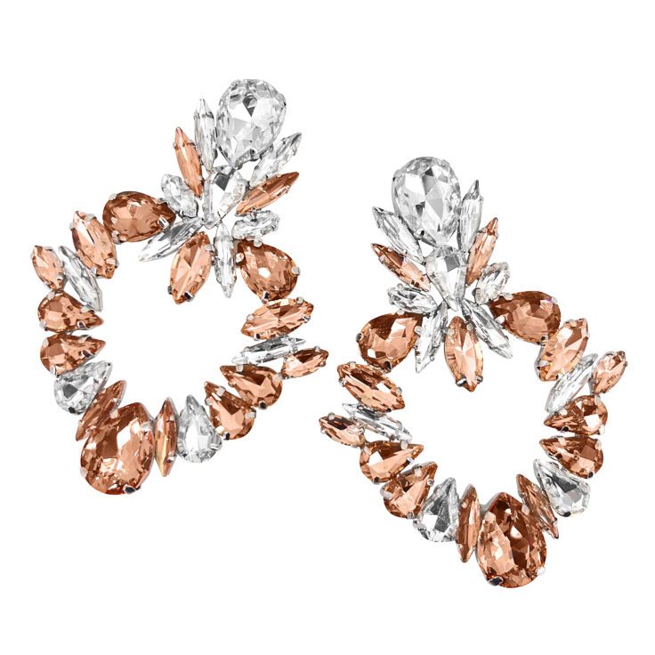 Orecchini Con Pietre Cipria E Crystal  - Cp057