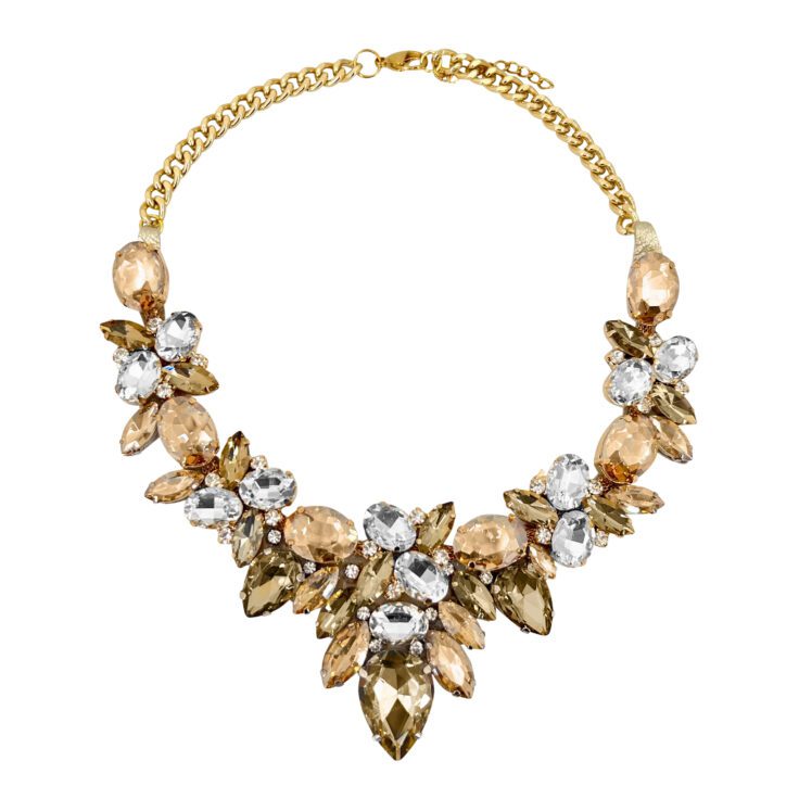Collana Con Pietre Cipria Crystal E Oro Scuro - Nkl191