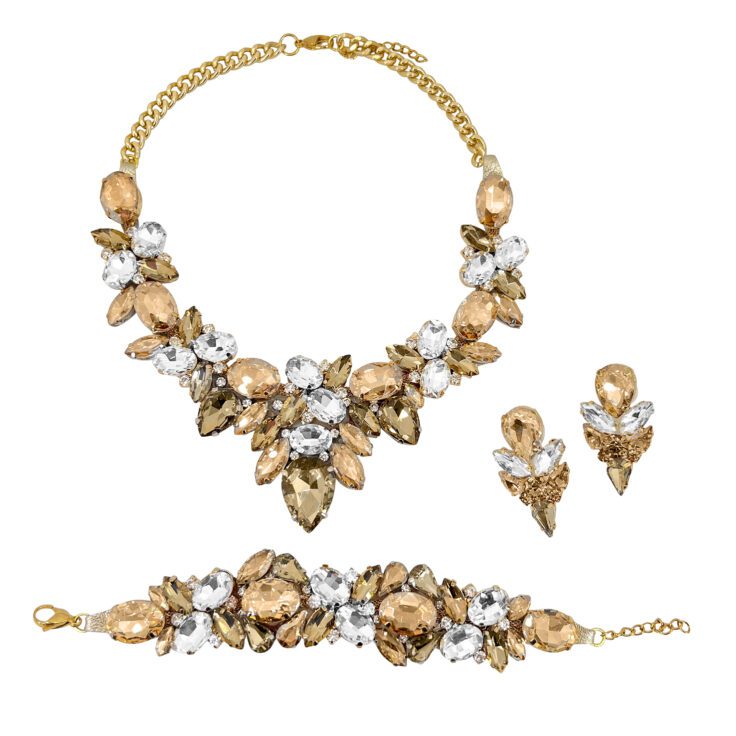 Collana Orecchini E Bracciale Con Pietre Oro  - Pr260