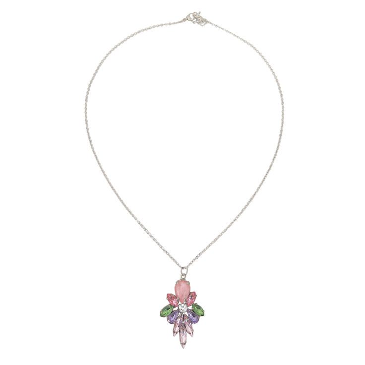 Collana Con Pietre Rosa Verdi E Ametista - Nkl193