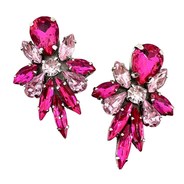 Orecchini Con Pietre Fucsia E Rosa - Cl1262