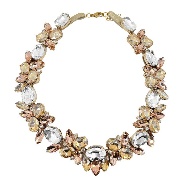 Collana Con Pietre Cipria E Oro - Nkl199