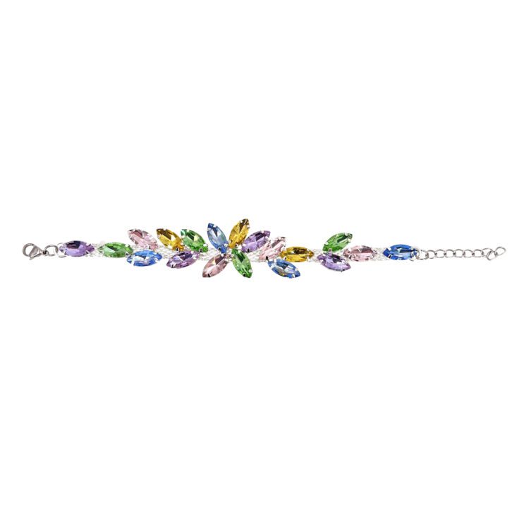 Bracciale Con Pietre Rosa Ametista Celesti Gialle E Verdi - Brc321