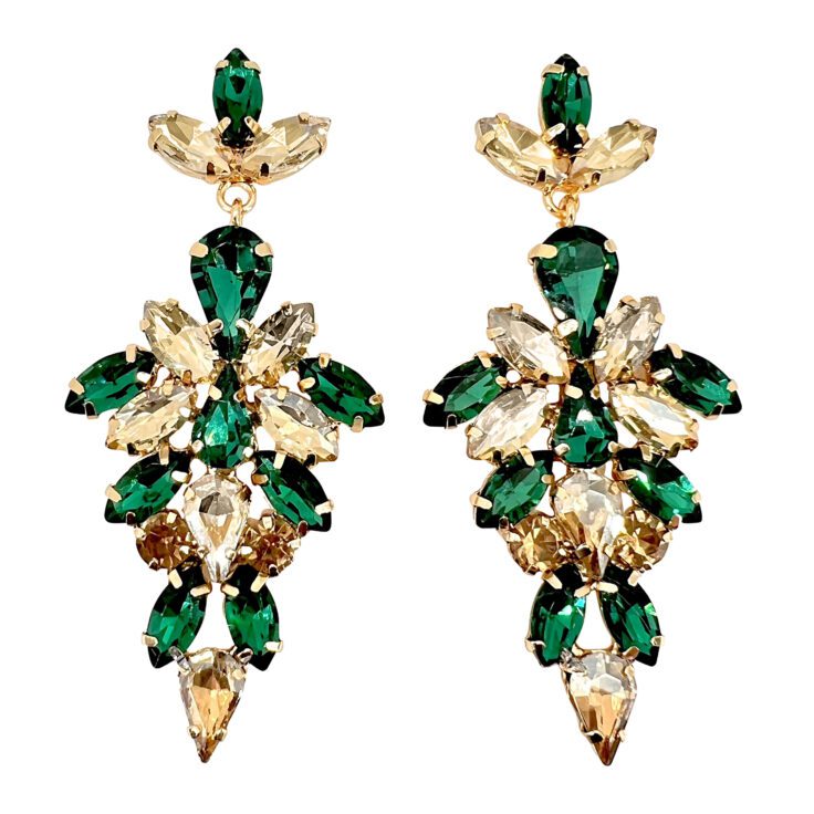 Orecchini Con Pietre Verdi E Oro - Cl1307