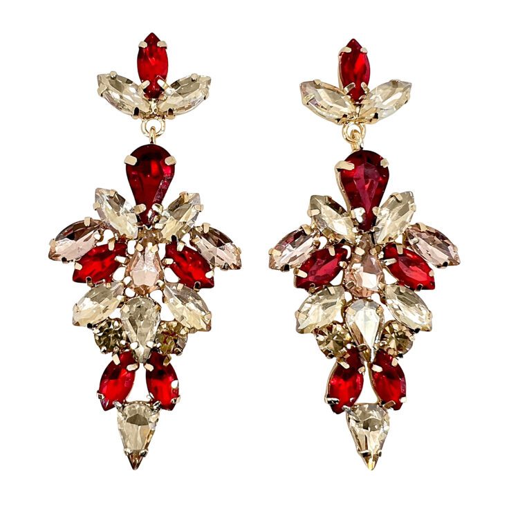 Orecchini Con Pietre Rosse E Oro - Cl1306