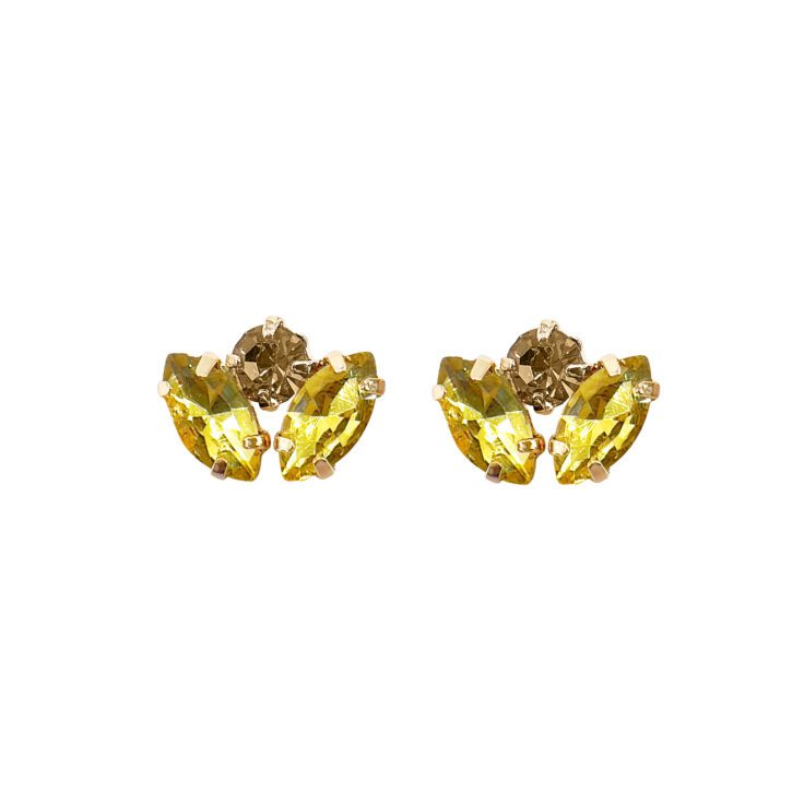 Orecchini Placcati Oro 24K Con Pietre Gialle E Oro - Persefone31