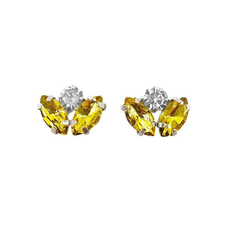 Orecchini Placcati Oro 24K Con Pietre Gialle E Crystal - Persefone32