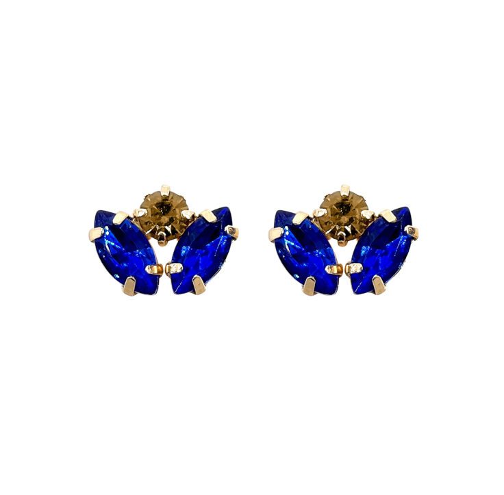 Orecchini Placcati Oro 24K Con Pietre Blu Elettrico E Oro - Persefone30
