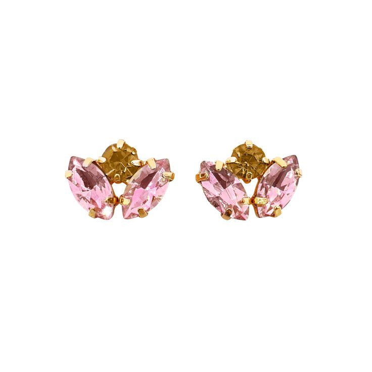 Orecchini Placcati Oro 24K Con Pietre Rosa E Oro - Persefone1