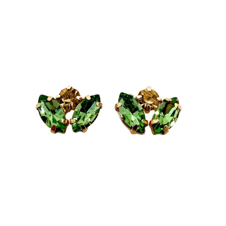 Orecchini Placcati Oro 24K Con Pietre Verdi E Oro - Persefone40