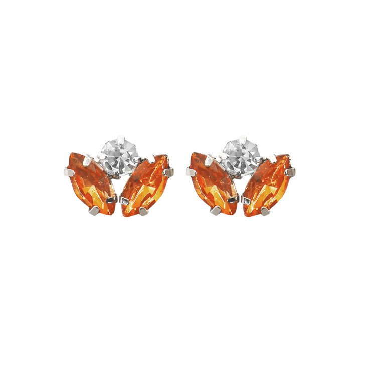 Orecchini Placcati Oro 24K Con Pietre Arancioni E Crystal - Persefone10