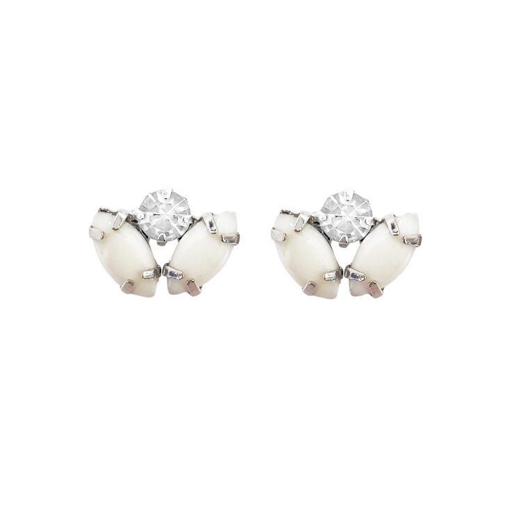 Orecchini Placcati Oro 24K Con Pietre Bianche Perlate E Crystal - Persefone22