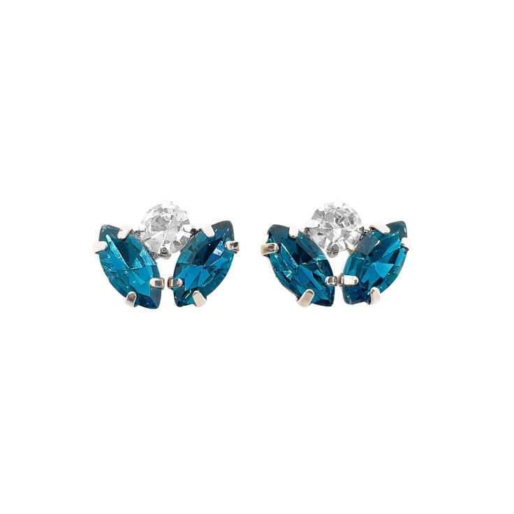 Orecchini Placcati Oro 24K Con Pietre Ottanio E Crystal - Persefone45