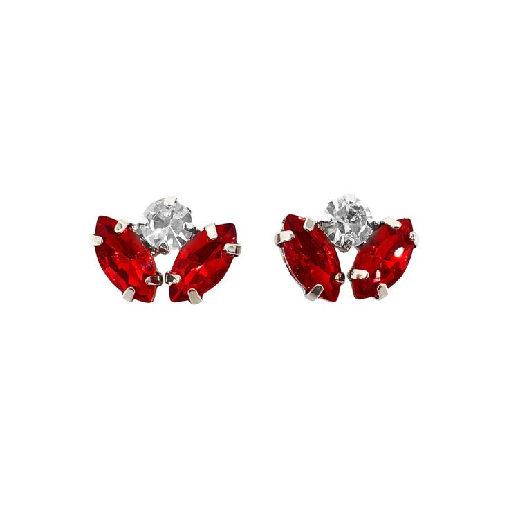 Orecchini Placcati Oro 24K Con Pietre Rosse E Crystal - Persefone7