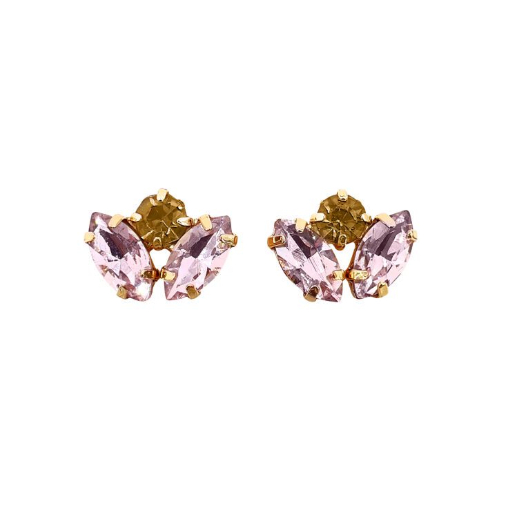 Orecchini Placcati Oro 24K Con Pietre Rosa E Oro - Persefone3