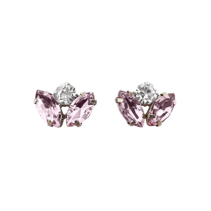 Orecchini Placcati Oro 24K Con Pietre Rosa E Crystal - Persefone4