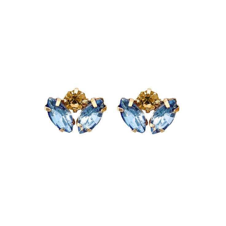 Orecchini Placcati Oro 24K Con Pietre Celesti E Oro - Persefone43