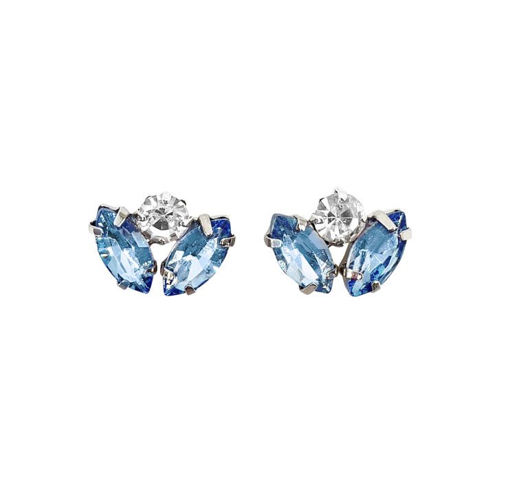 Orecchini Placcati Oro 24K Con Pietre Celesti E Crystal - Persefone44