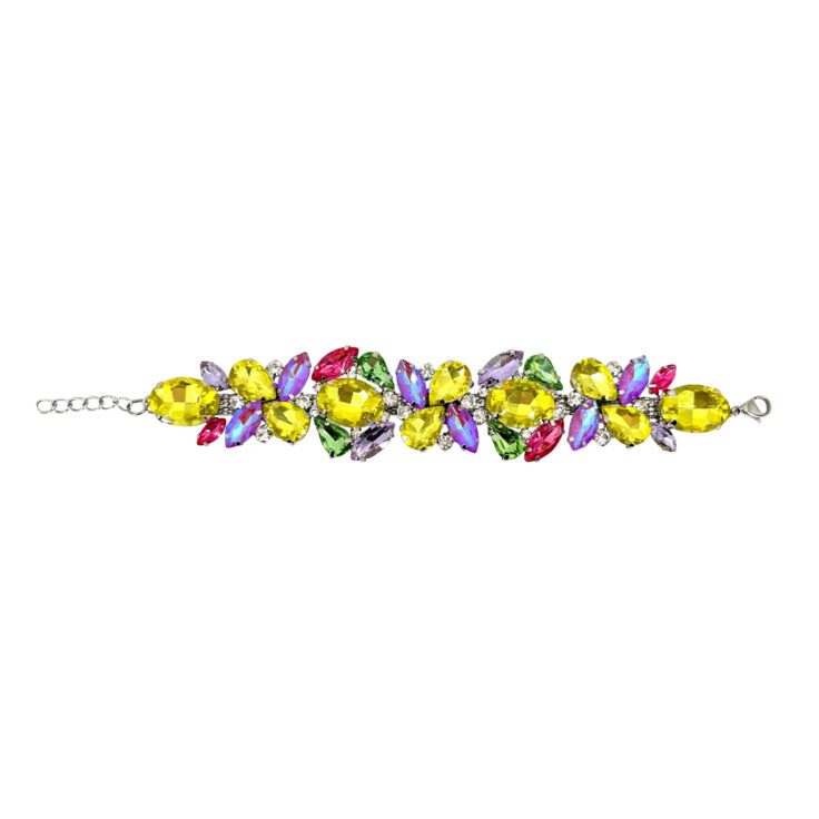 Bracciale Con Pietre Giallo Lime Fucsia Cangianti Ametista E Verdi - Brc324