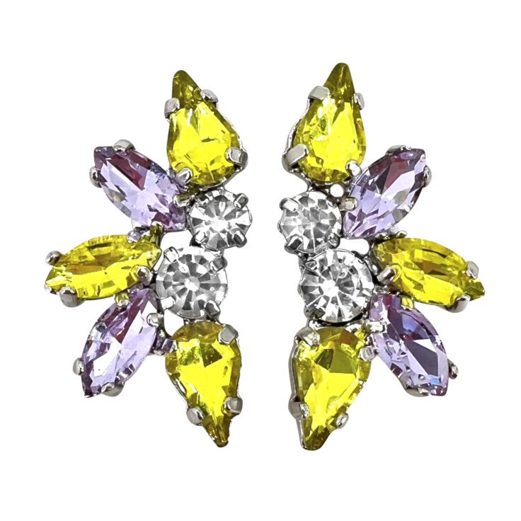 Orecchini Con Pietre Giallo Lime E Ametista - Cl1330