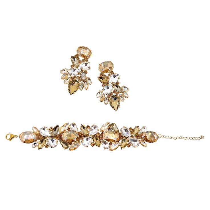 Orecchini E Bracciale Con Pietre Oro - Pr280