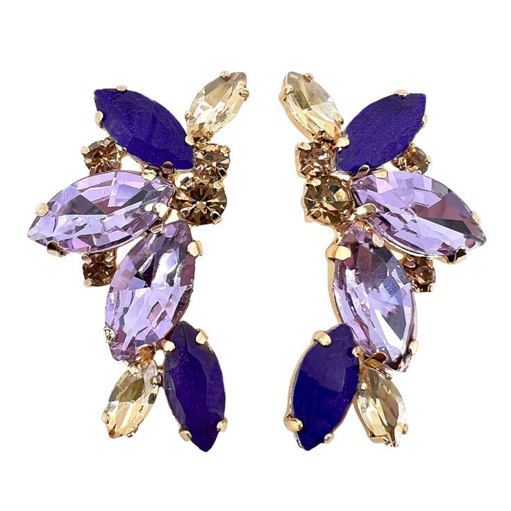 Orecchini Con Pietre Oro Ametista E Viola - Cl1322