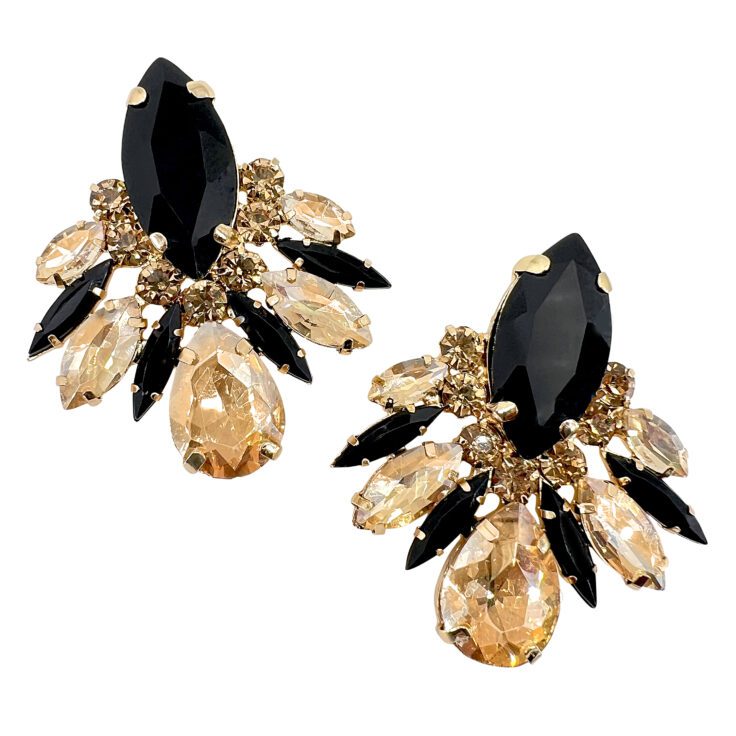 Orecchini Con Pietre Oro E Nere - Cl1325