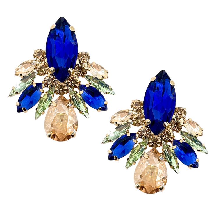 Orecchini Con Pietre Oro Verdi E Blu Elettrico - Cl1326
