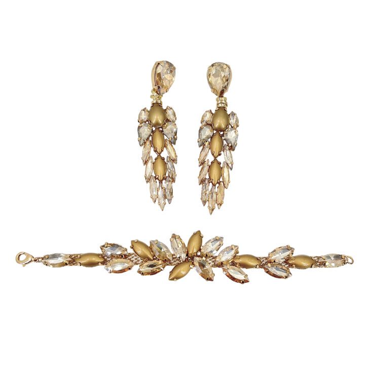 Orecchini E Bracciale Con Pietre Oro - Pr279