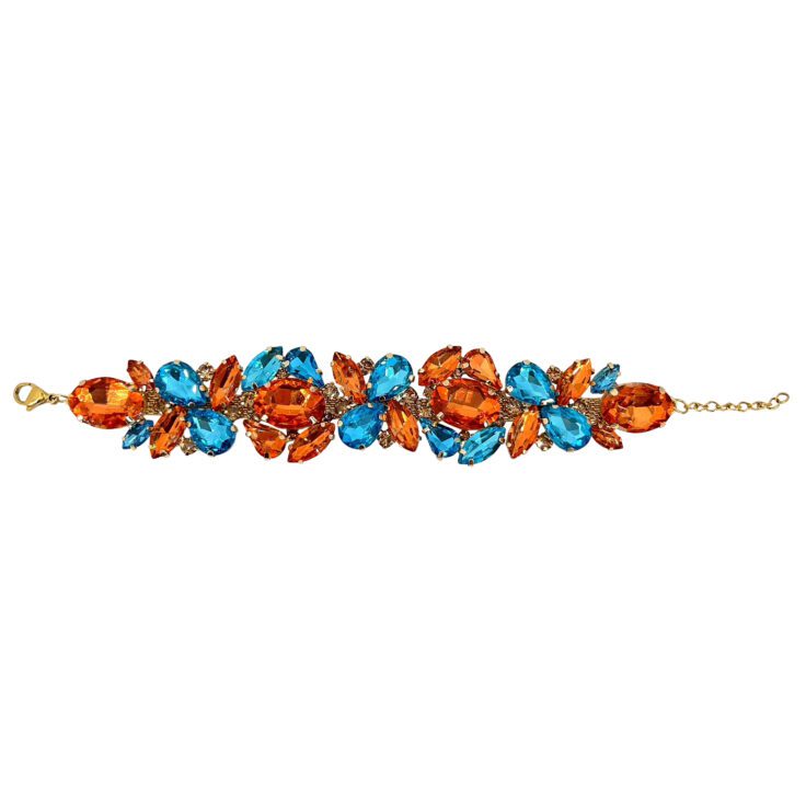 Bracciale Con Pietre Turchesi E Arancioni - Brc328