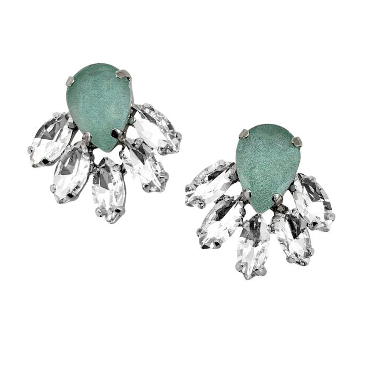 Orecchini Con Pietre Crystal E Verde Acqua - Clio30