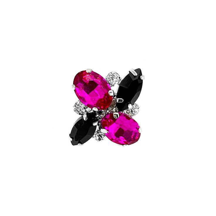 Anello Con Pietre Nere E Fucsia - Anl04Afrodite