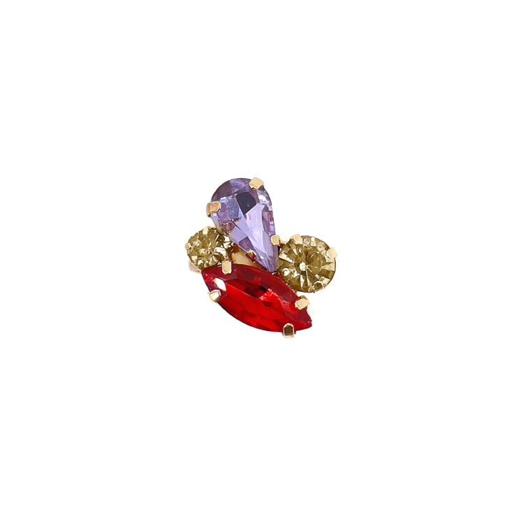 Anello Con Pietre Rosse Oro E Ametista - Anl06Diana