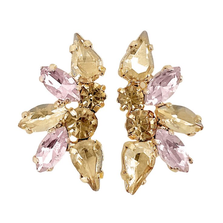 Orecchini Con Pietre Rosa E Oro - Atena31