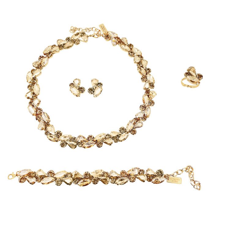 Collana Orecchini Bracciale E Anello Con Pietre Oro - Pr303