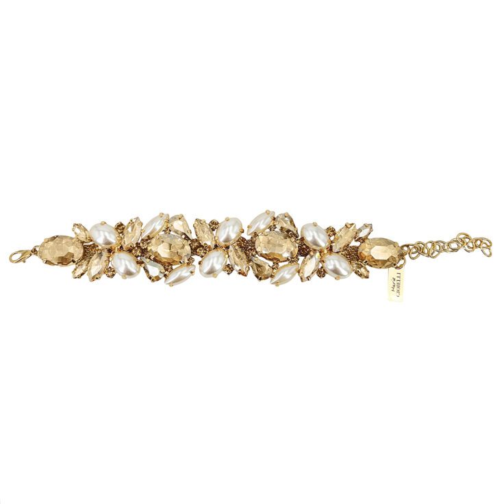 Bracciale Con Pietre Bianche Perlate E Oro - Brc365